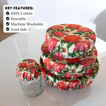 Load image into Gallery viewer, Peony Floral Premium Cotton Bowl Covers (4-Pack)