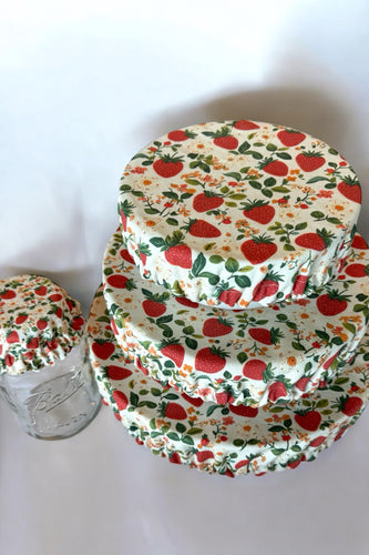 Strawberry Premium Cotton Bowl Covers (4-Pack)